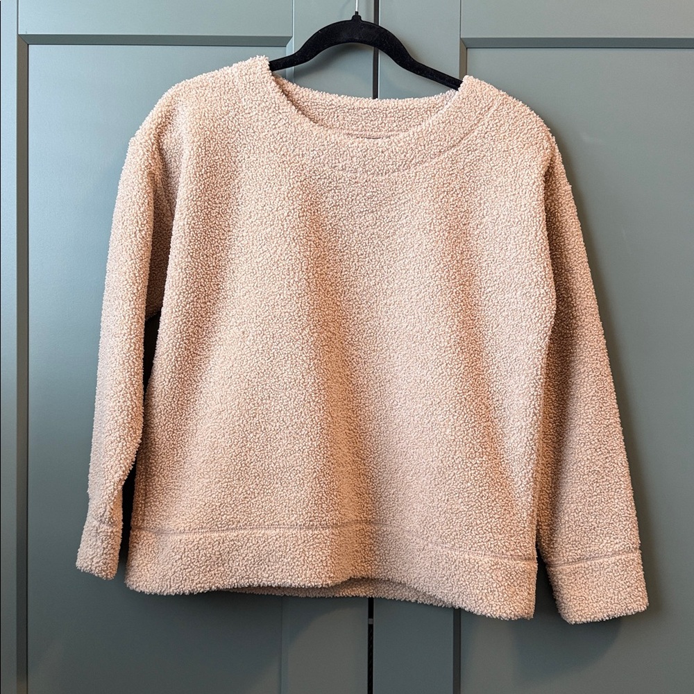 J. Crew Cream Vintage Fleece Long Sleeve Top Sweatshirt Size XS Super Soft Thick
